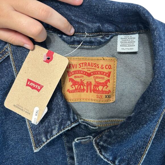 Levi's Trucker Jacket NWT Men's Sz XXL Dark Wash Denim Retro Skater Streetwear - Picture 3 of 9